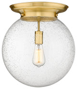 Beacon 1 Light 14" Flush Mount, Satin Gold, Seedy Glass
