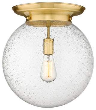 Beacon 1 Light 14" Flush Mount, Satin Gold, Seedy Glass