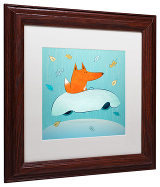 'Fox in Car' Matted Framed Canvas Art by Carla Martell
