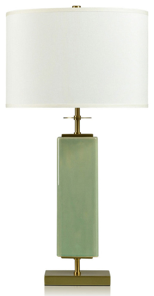 Dann Foley Table Lamp Melon Green Crackled And Glazed Finish White Shade