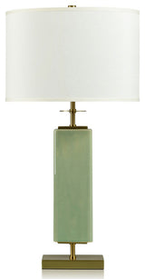 Dann Foley Table Lamp Melon Green Crackled And Glazed Finish White Shade