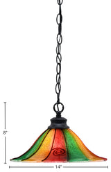 Chain 1-Light Chain Hung Pendant, Matte Black/Mardi Gras