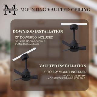 Alessandra Ceiling Fan, Matte Black, 42", Matte Black Blades, No Light Kit