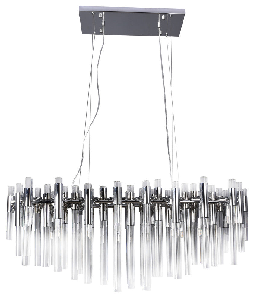 Chrome Metal Frame Chandelier With Clear Crystal Rods