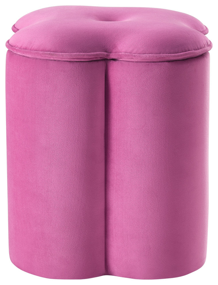 Rustic Manor Kayli Ottoman, Upholstered, Velvet, Fuchsia