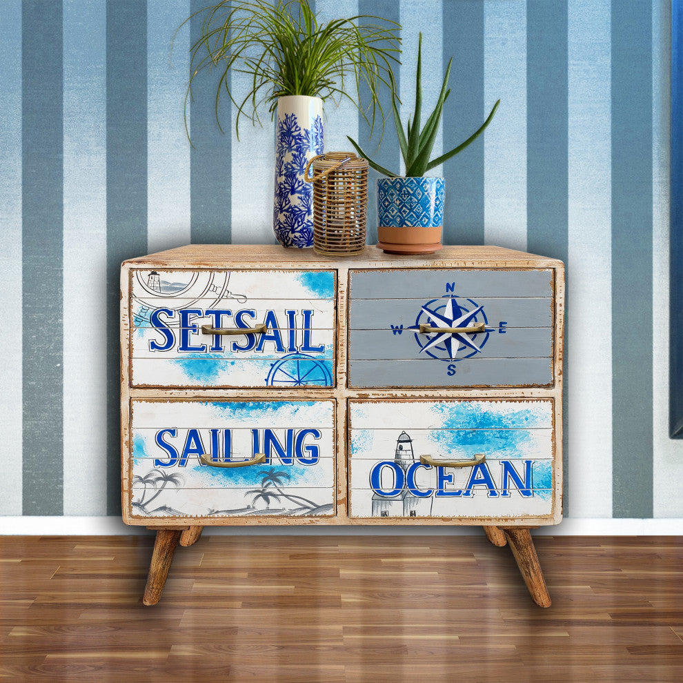 Seaside Mango Wood Chest With 4 Drawers