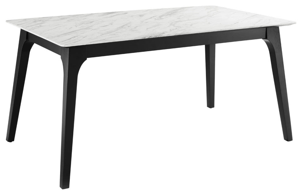 63" Rectangular Performance Artificial Marble Dining Table Black White