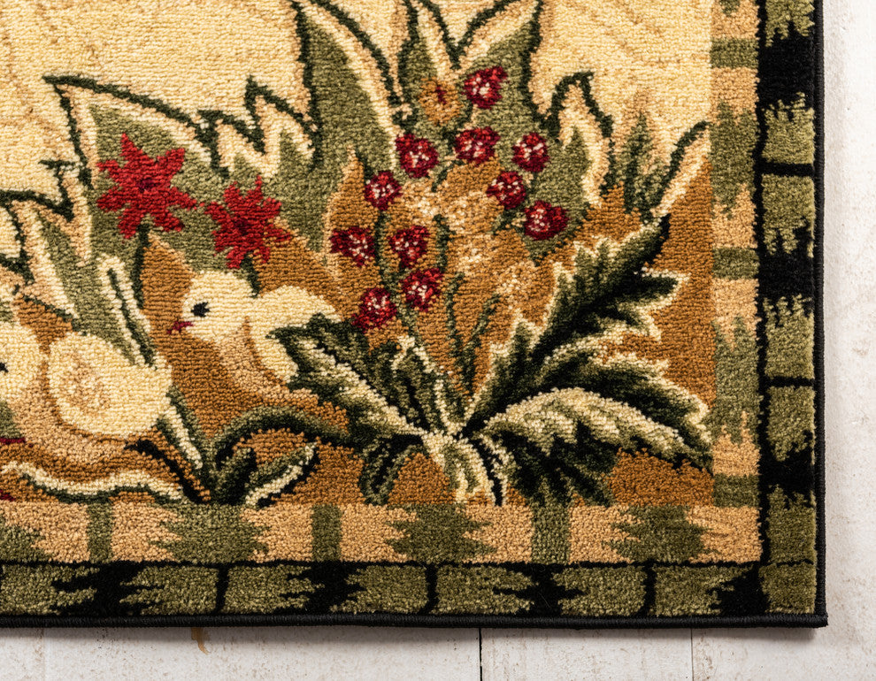 Unique Loom Cream Barnyard Farm 6' Square Rug