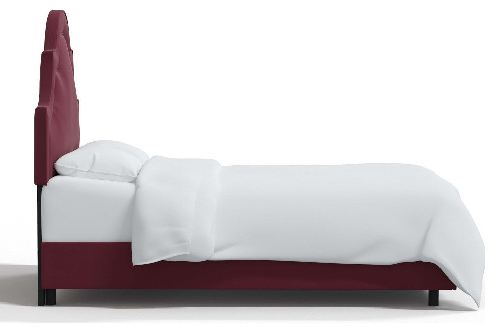 High Arched Bed With Border, Velvet Berry, King