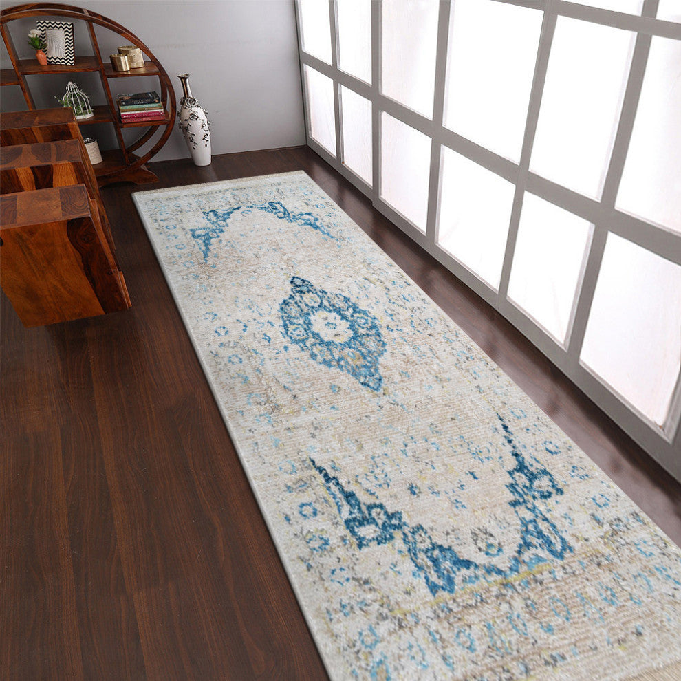 MACHINE MADE POLYESTER AREA RUGS  -Ivory Color, Oriental ,Rugs for Living Room