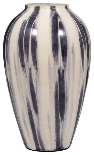 Glass, 20" Striped Vase, Black/White