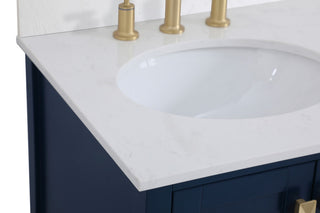 Iris 32" Single Bathroom Vanity, Blue With Backsplash