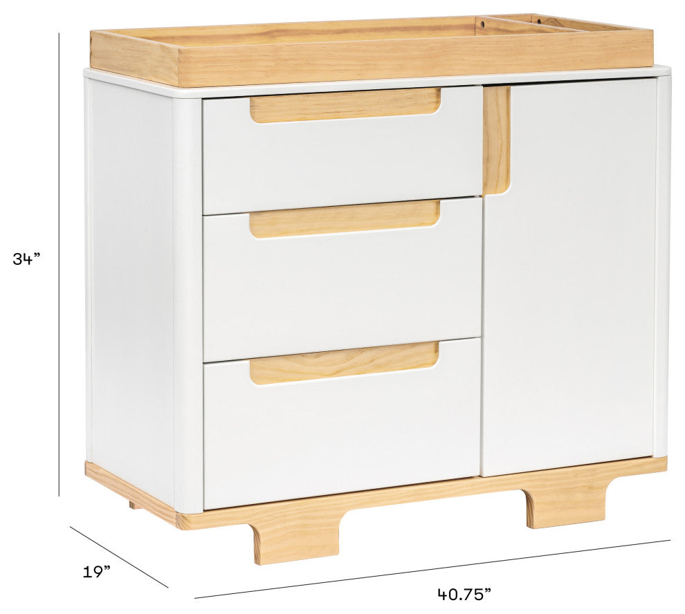 Yuzu 3-Drawer Changer Dresser, White Natural