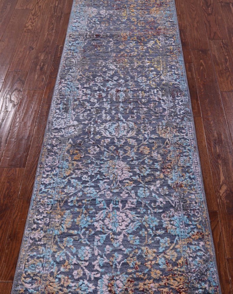 2' 7" X 12' 4" Runner Persian Handmade Wool and Silk Rug Q11833