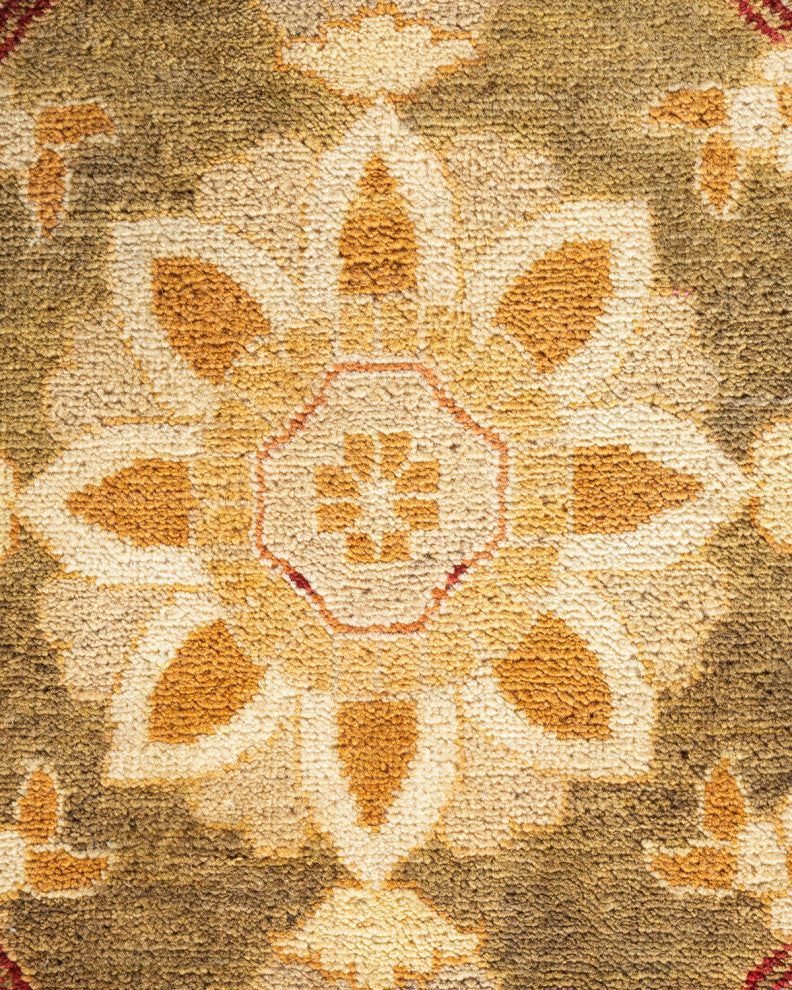 Eclectic, One-of-a-Kind Hand-Knotted Area Rug Green, 12' 1" x 15' 0"