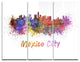 "Mexico City Skyline" Glossy Metal Wall Art, 3 Panels, 36"x28"