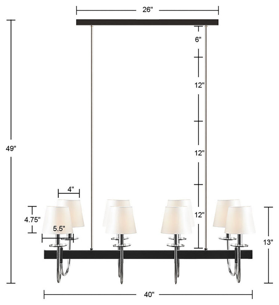 Hampton Hill Fairmount Traditional 8-Light Chandelier, Black/Silver