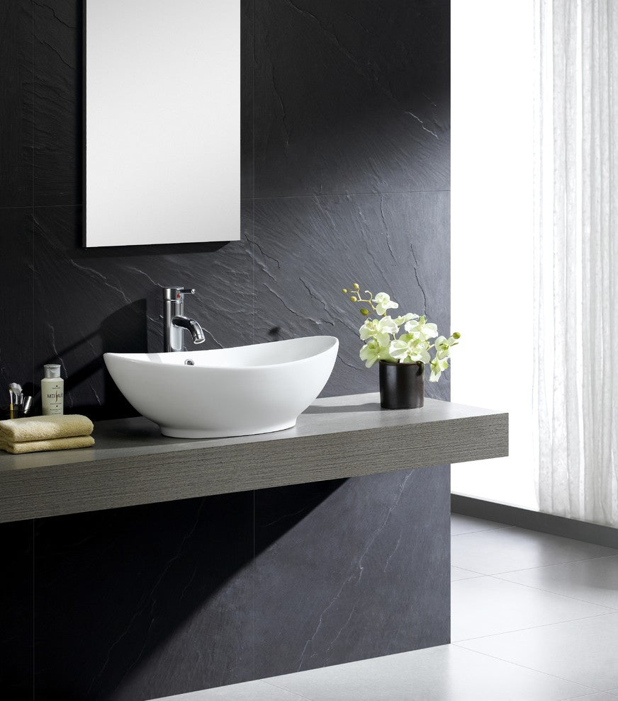 Fine Fixtures Vitreous China Vessel Sink w Overflow- Oval Shape MV2214W