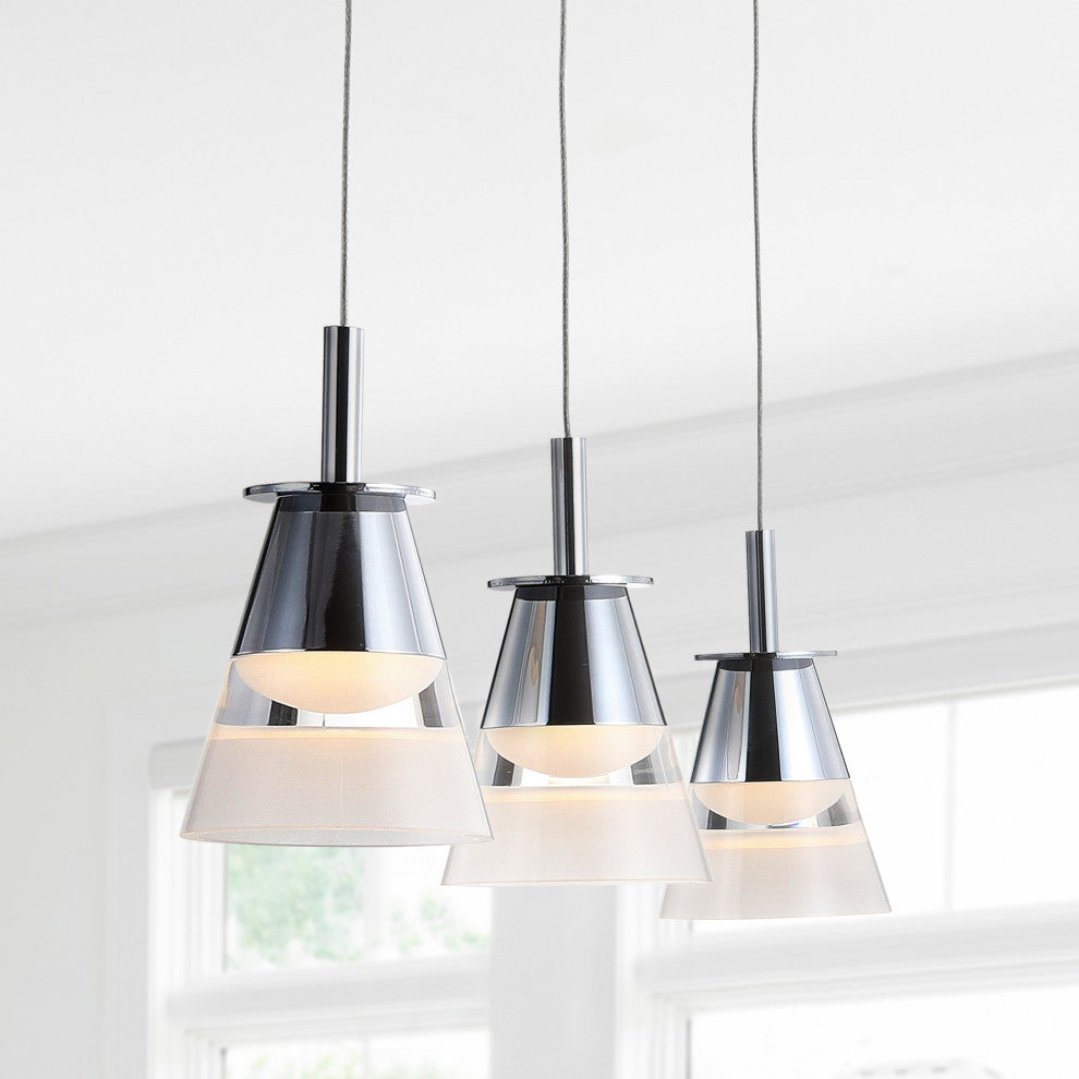 Alain 1-Light Adjustable Metal Integrated LED Pendant, 19.5"