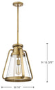 Everett 1-Light 14-Inch Pendant, Natural Brass With Clear Glass