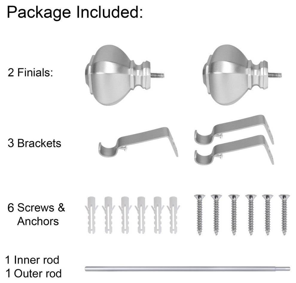 UTOPIA ALLEY 3/4 Inch Curtain Rod - Curtain Rods For Windows 48 to 86 Inch, Nickel