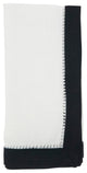 Classic Charm Two-Tone Hemstitch Napkin, Set of 12, Black, 20"