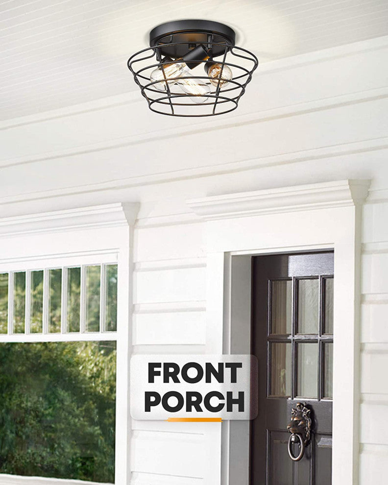 3 light cage Ceiling Light Fixture Flush Mount black Close to Ceiling Light