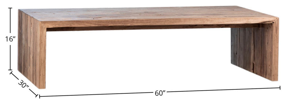 Camila 60" Rectangular Reclaimed Teak Waterfall Coffee Table