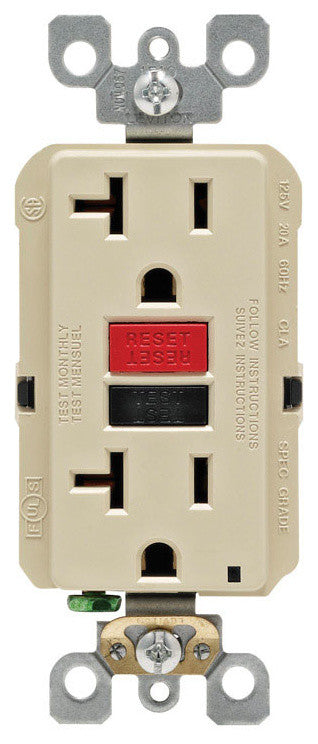 Leviton Self Test GFCI Receptacle, Ivory, 20 Amps