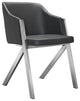 Set of 2, 29" Gray Leatherette and Steel Dining Chairs