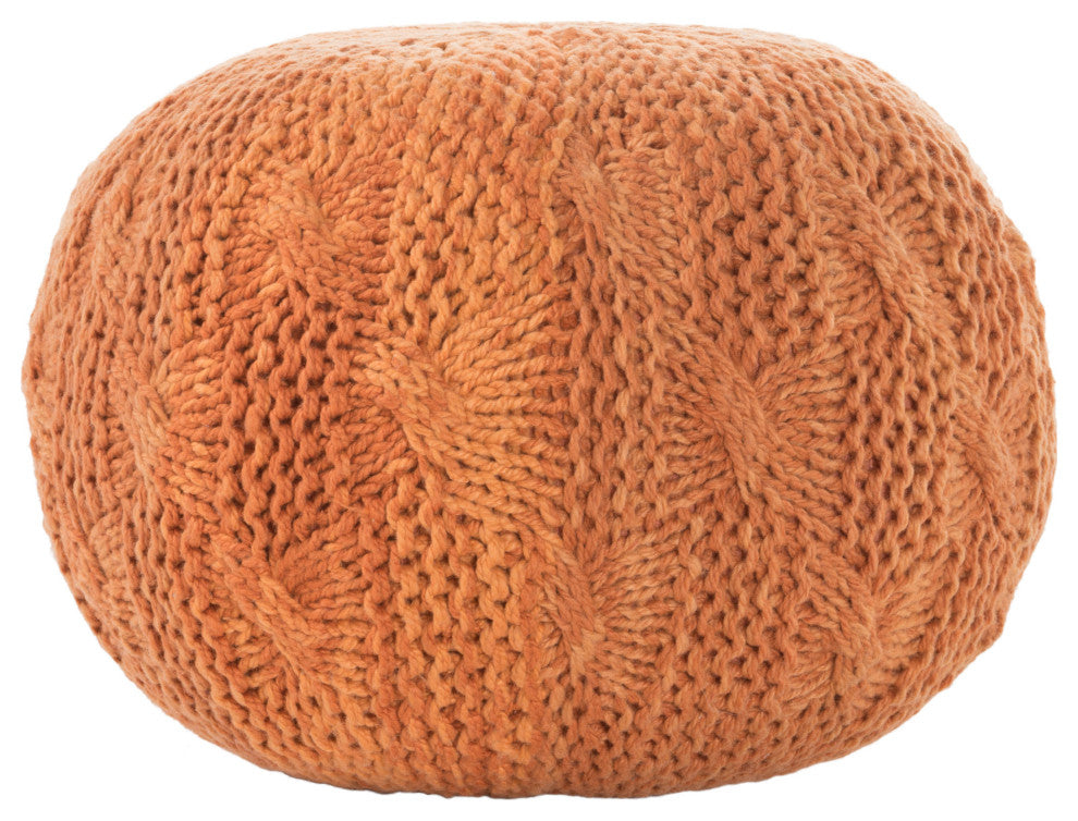 GDF Studio Dahlia Indoor Handcrafted Modern Fabric Weave Pouf, Orange