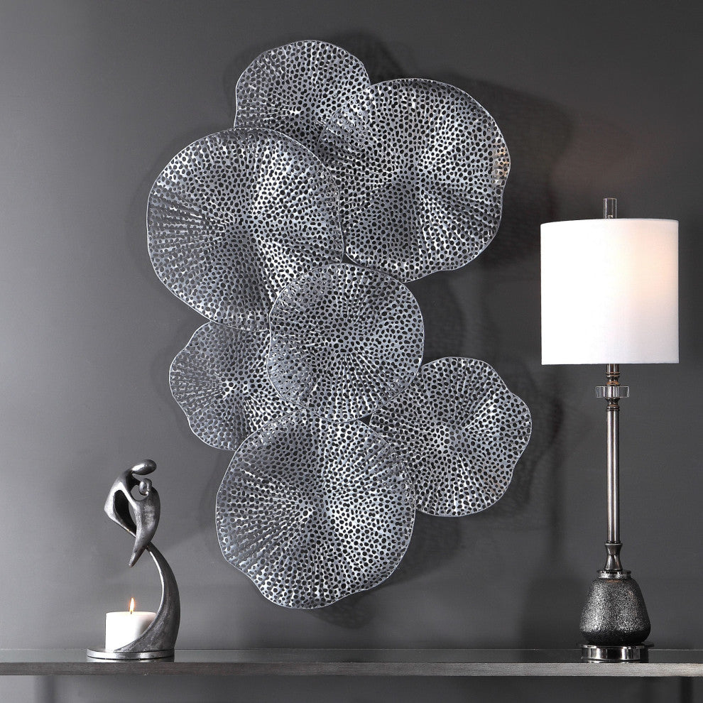 Uttermost 04210 Ripley Iron Lotus Wall Art - Metallic Pewter