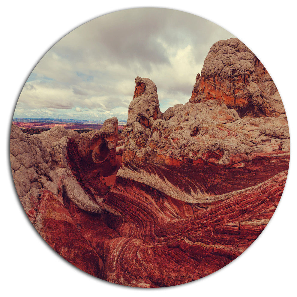 Beautiful View Of Vermillion Cliffs, Landscape Disc Metal Wall Art, 23"