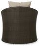 GDF Studio Dillard Outdoor Mix Brown Wicker Swivel Club Chair, Mix Khaki, Single