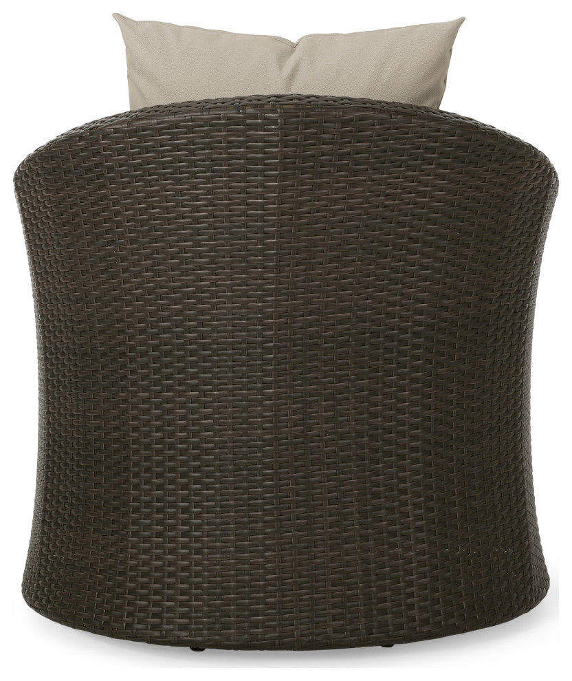 GDF Studio Dillard Outdoor Mix Brown Wicker Swivel Club Chair, Mix Khaki, Single