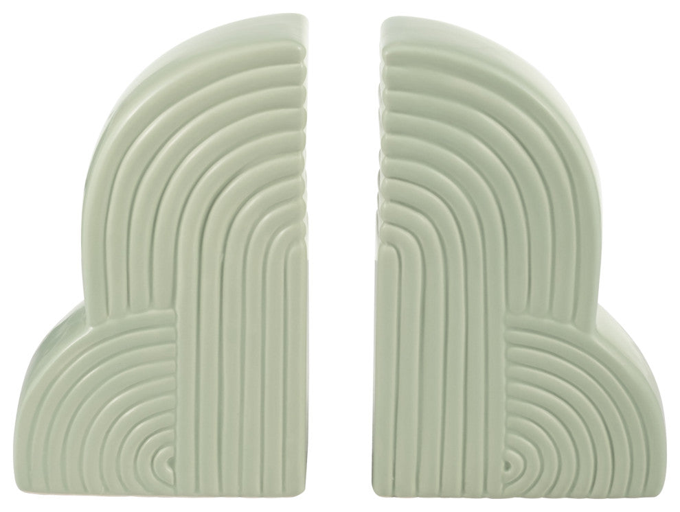 Ceramic Set of 2 13X10" Arches Bookends, Cucumber