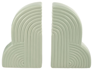 Ceramic Set of 2 13X10" Arches Bookends, Cucumber