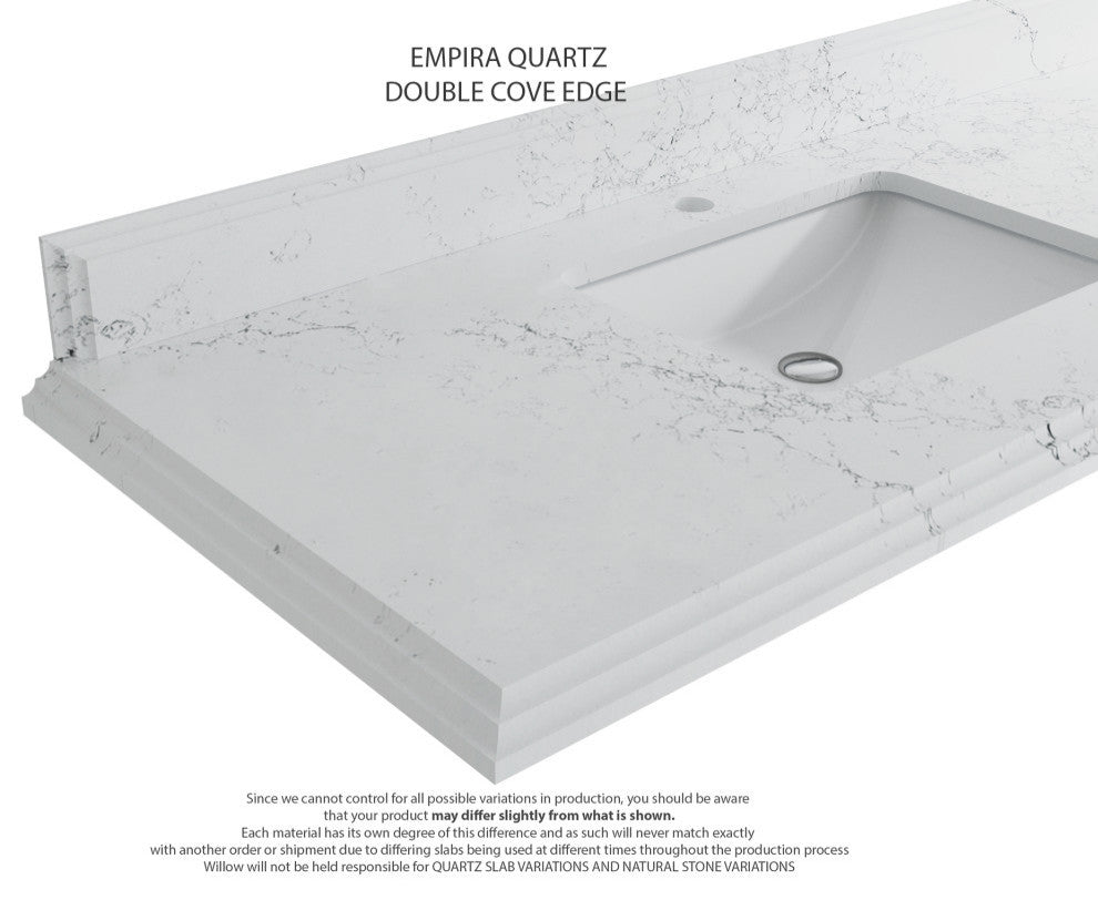 Boston 48 Single Sink Bath Vanity in White 1.5" Empira Quartz