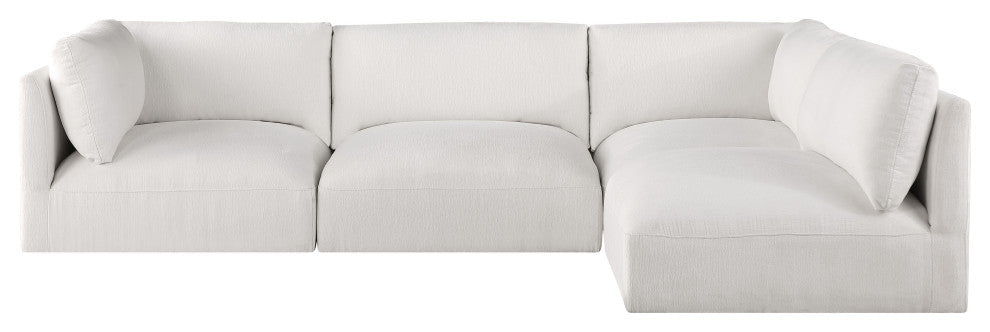 Ease Fabric Upholstered L-Shaped Modular Sectional, Cream, 4 Piece: 2 Corner, 2 Armless