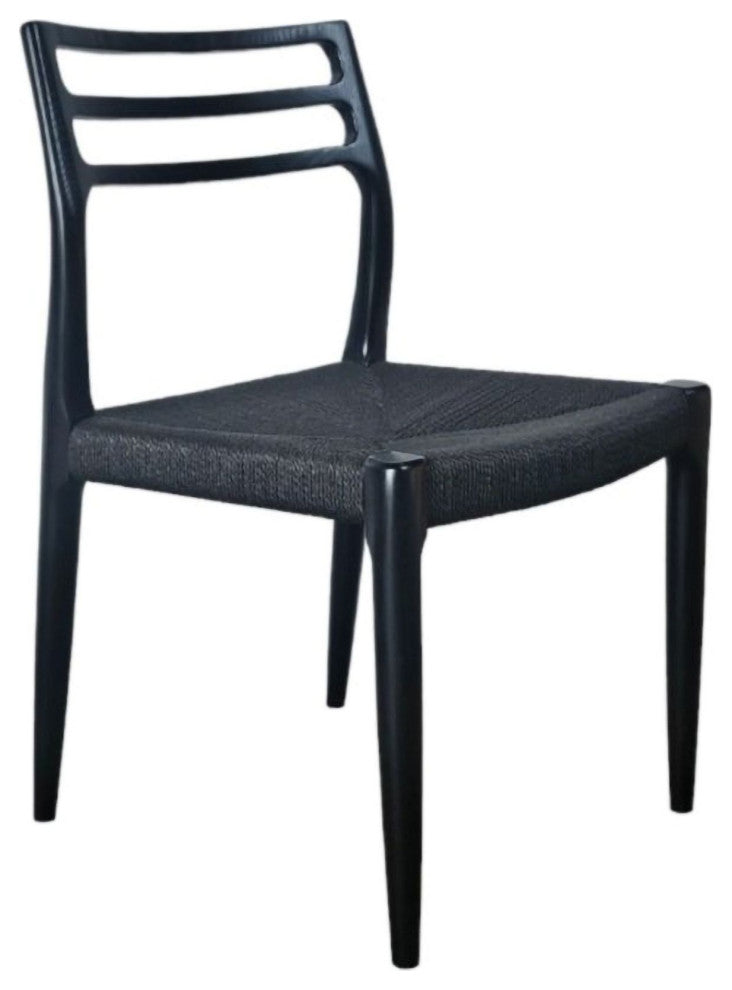 Java Ash Wood Dining Chair, Set of 2, Black