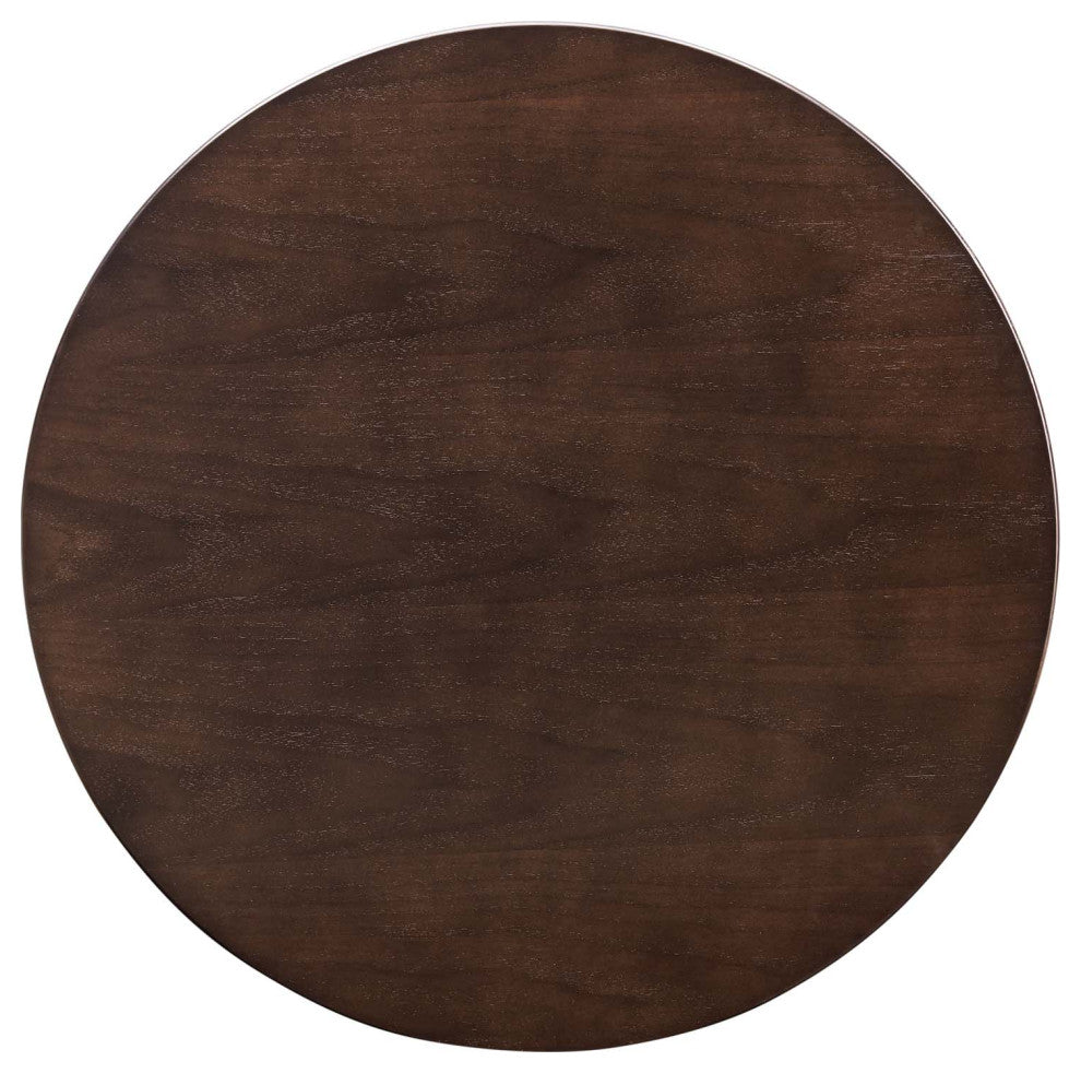 Dining Table, Round, Wood, Rose Gold Dark Brown Brown Walnut, Modern, Bistro