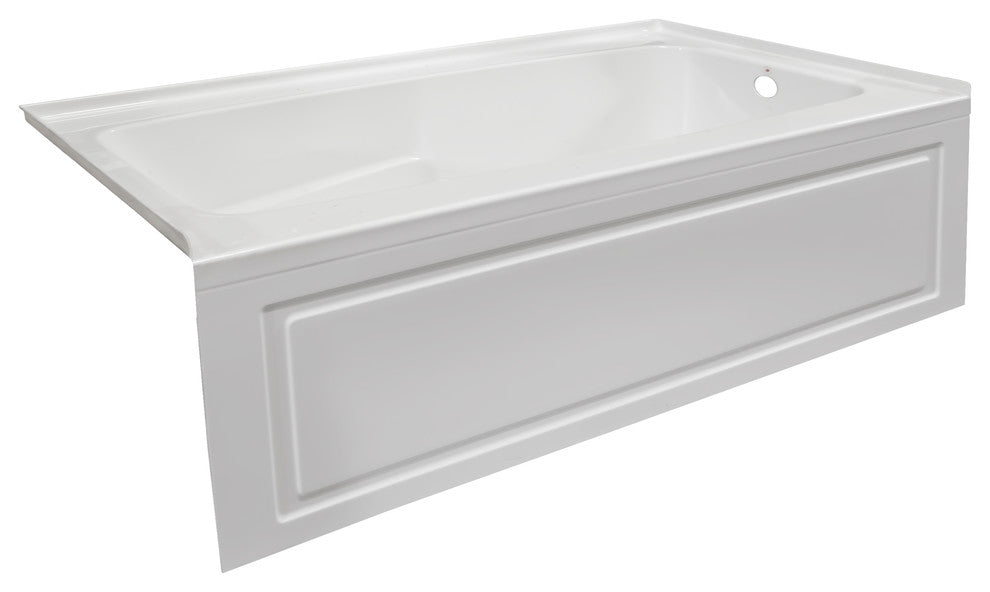 Stark White Acrylic Contemporary Bathtub, Decorative Integral Skirt 72"x32", RH