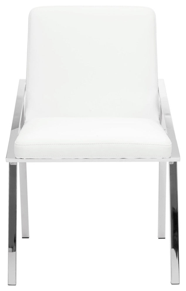 Nika Modern Dining Chair, Contemporary Side Chair, Faux Leather, White