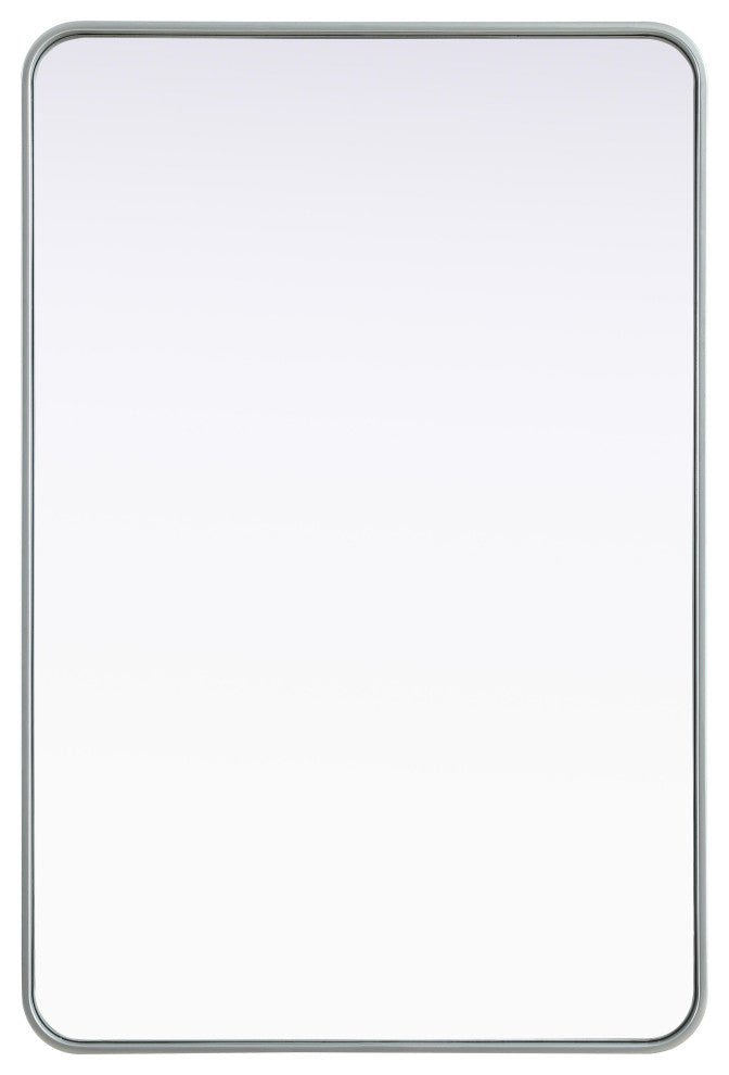 Home Living Contour Metal Rectangle Mirror 28x42, Silver