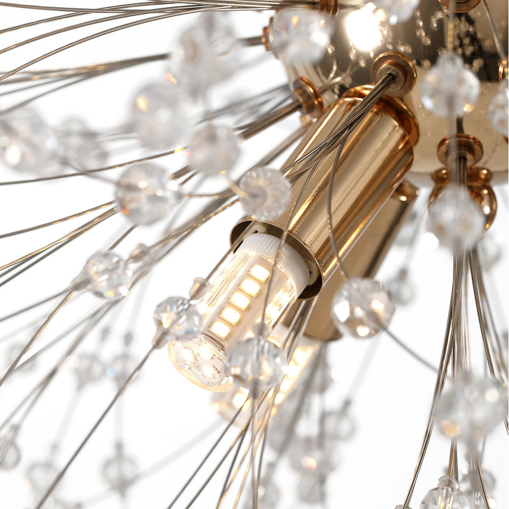 Modern Crystal Firework Sputnik Chandelier, Gold, 9 Light