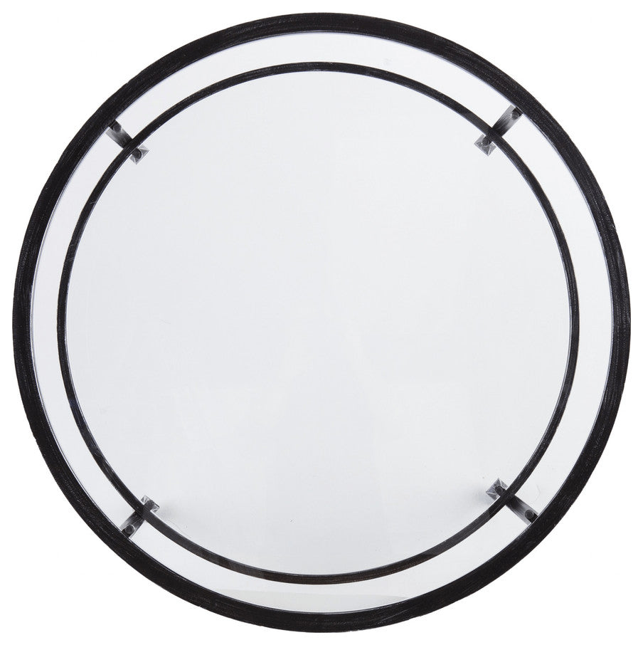 36" Black Glass And Metal Round Coffee Table