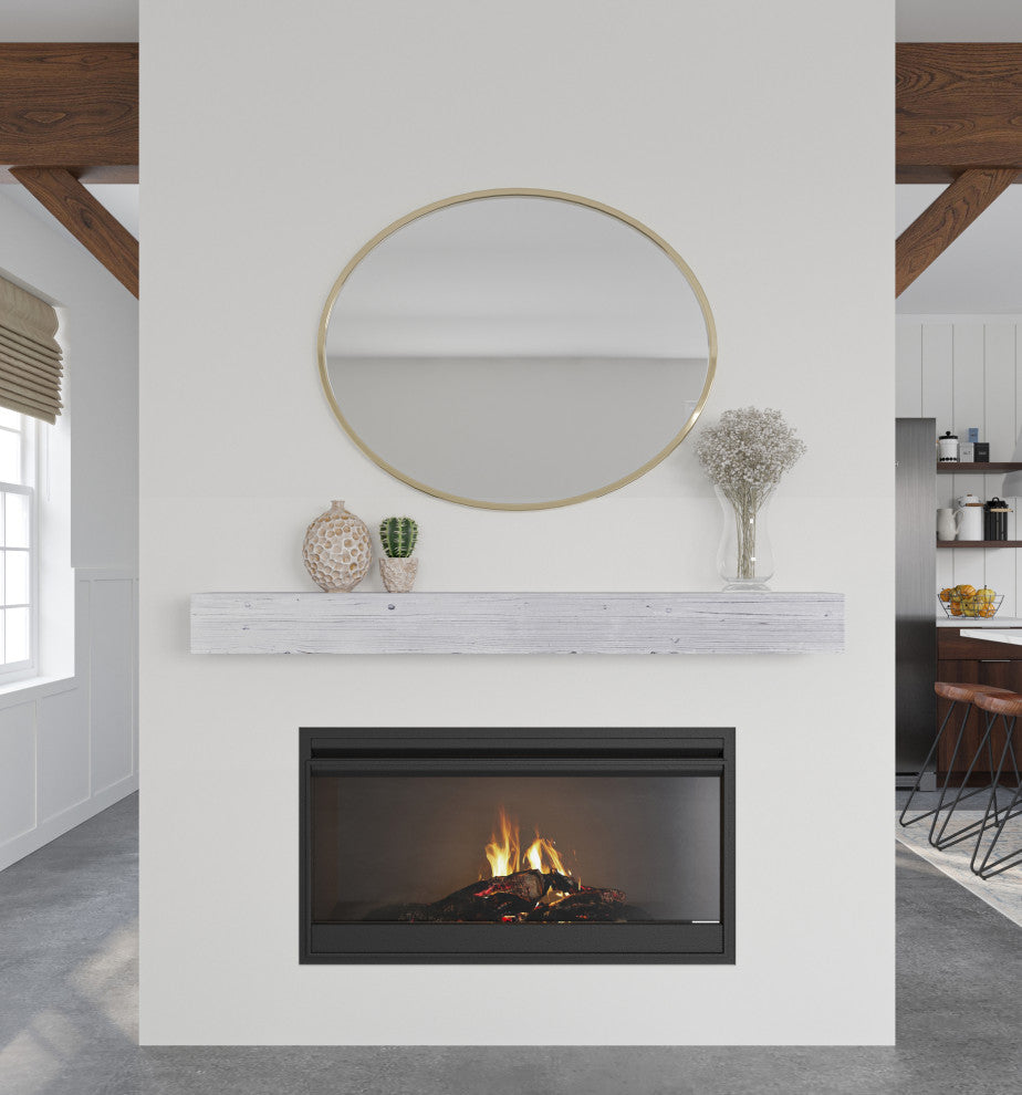 Weathered Beam Mantel, Rustic White, 48"