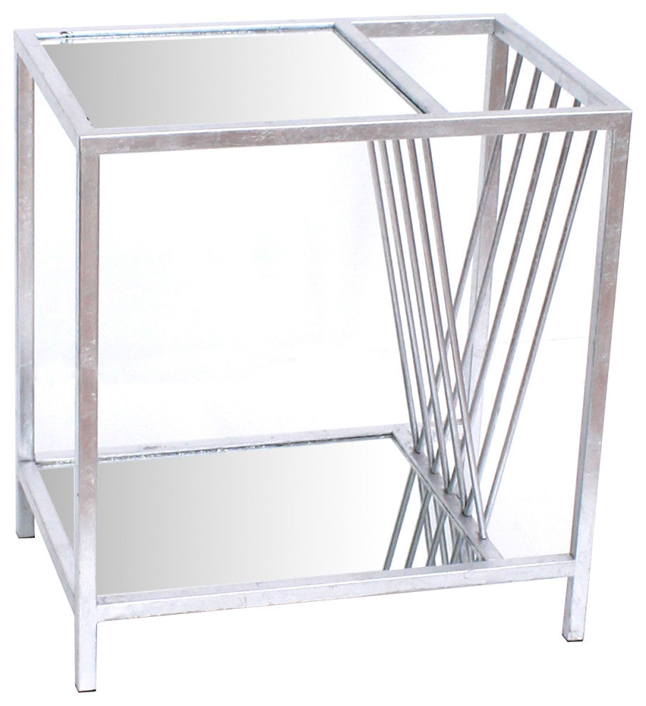 HomeRoots 15" x 23" x 24" Silver Metal End Table