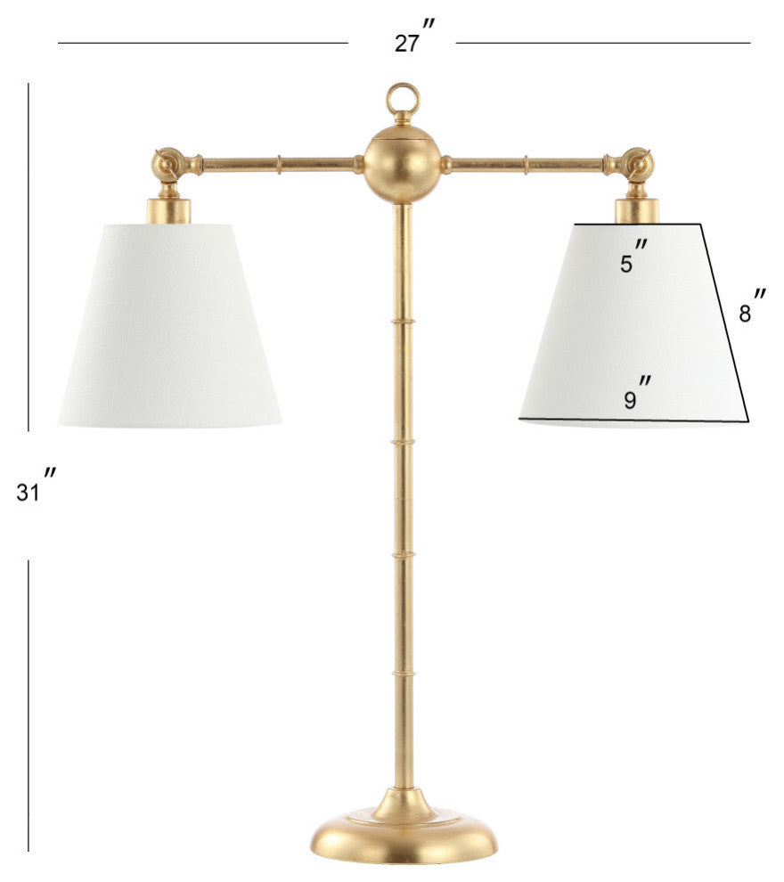 Ruth 2-Light Contemporary Farmhouse Adjustable Metal Library LED Table Lamp