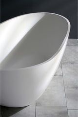 Aqua Eden 67" Solid Surface White Stone Freestanding Tub w/Drain, Matte White